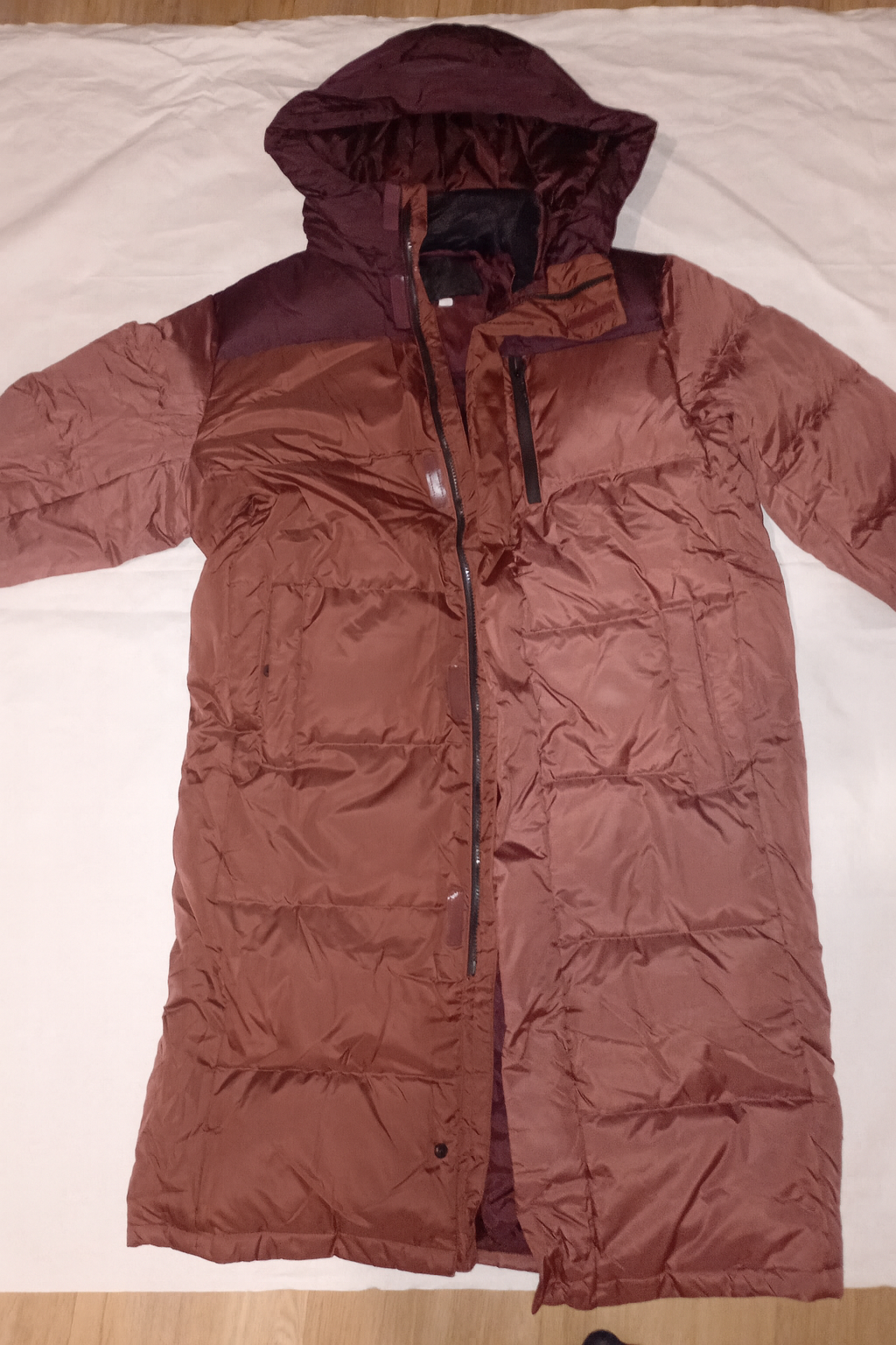 Long Female XL Puffer Winter Jacket / Talvitakki Red-Brown Color