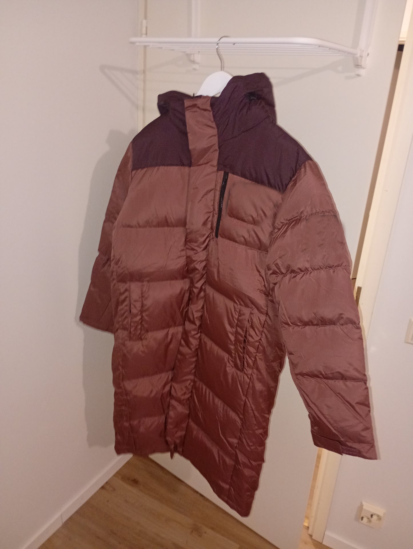Long Female XL Puffer Winter Jacket / Talvitakki Red-Brown Color